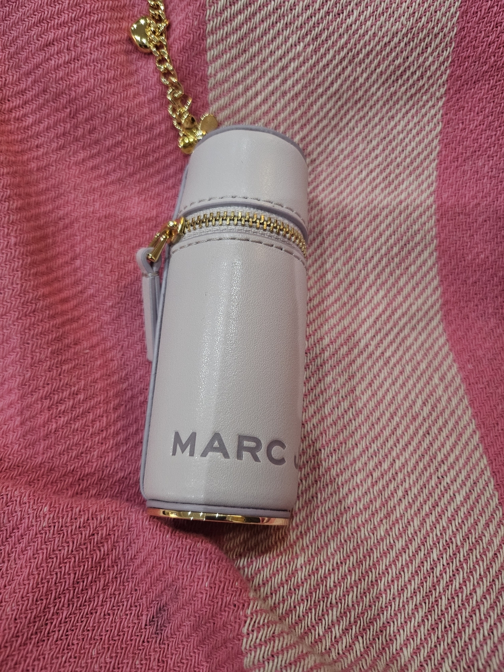 Marc Jacobs Lilac Mini Lipstick Case with Gold Chain